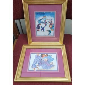 Vintage Barbara Lavallee Alaskan Art Prints Lot of 2 Framed Matted 1990